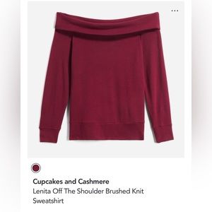 Cupcakes and Cashmere off the shoulder cashmere sweater